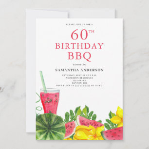 BBQ Watermelon 60th Birthday Party Invitation