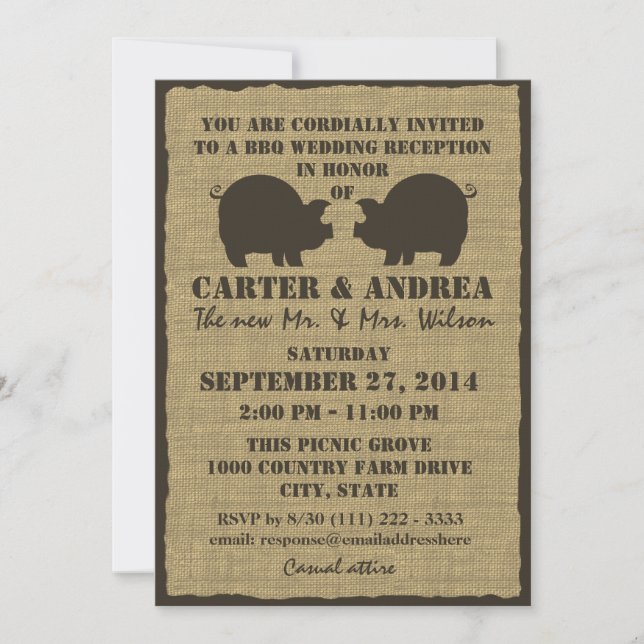 BBQ Wedding Reception Invitation (Front)