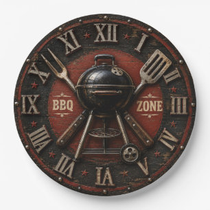 BBQ Zone Backyard BBQ Gift Vintage Barbecue  Paper Plate
