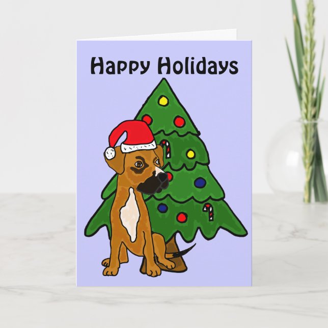 BC- Boxer Mix Puppy Happy Holidays Card (Front)