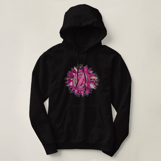 BC Leopard Pink Out Darts Tackle Breast Cancer Awa Hoodie (Design Front)