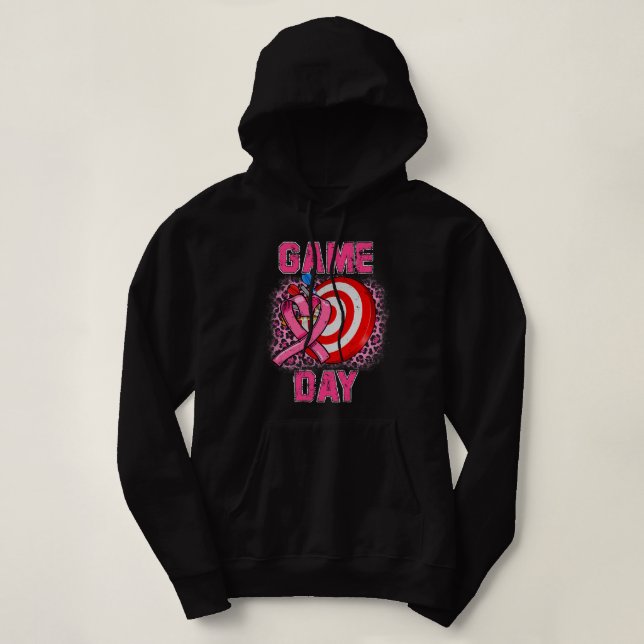 BC Leopard Pink Out Darts Tackle Breast Cancer Awa Hoodie (Design Front)