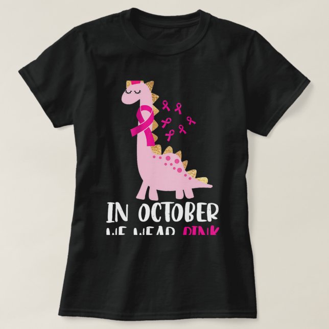BC Survivor In October We Wear Pink Breast Cancer  T-Shirt (Design Front)
