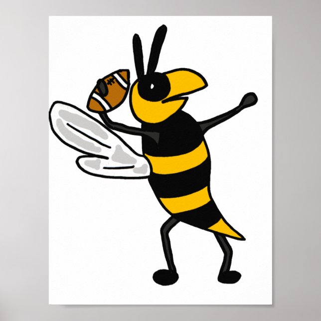 BC- Yellow Jacket Bee Throwing Football Poster (Front)