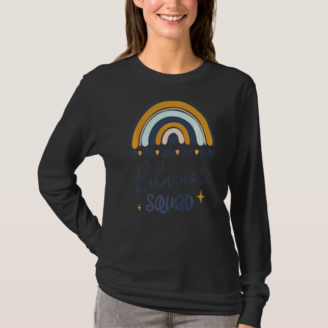 Bcba Boho Rainbow Rbt Aba Applied Behaviour Squad T-Shirt (Front)