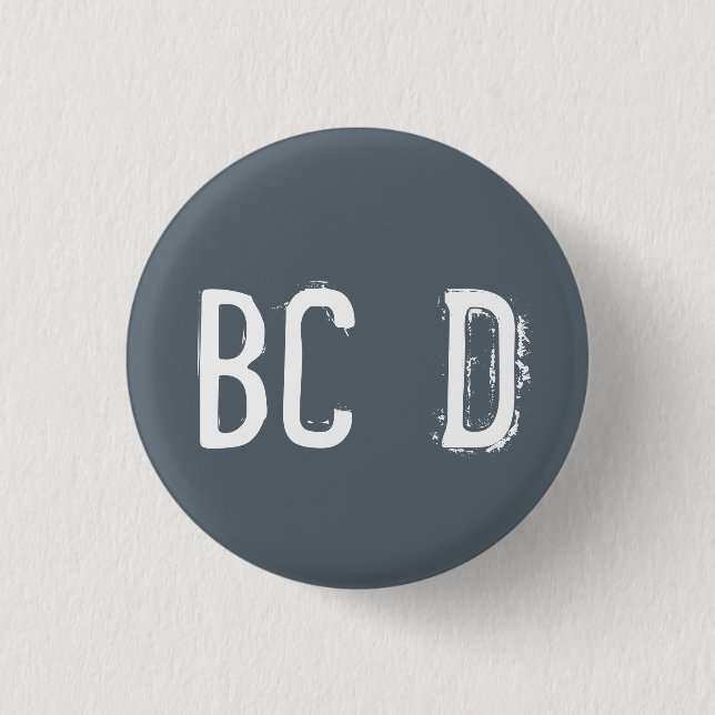 'BCD' Alphabet Collectable (#4) 3 Cm Round Badge (Front)