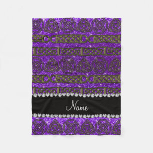 BCustom name gold celtic indigo purple glitter Fleece Blanket