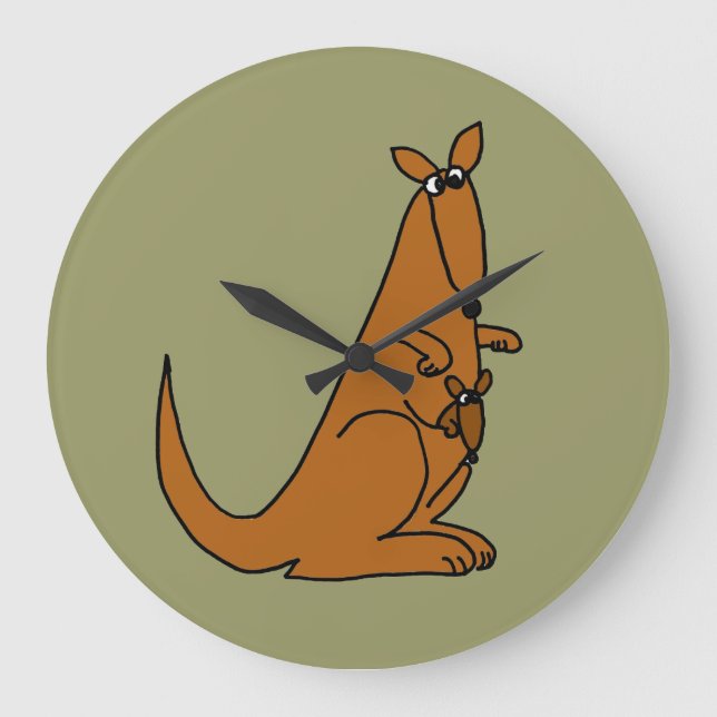 BD- Fun Kangaroo and Baby Wall Clock (Front)
