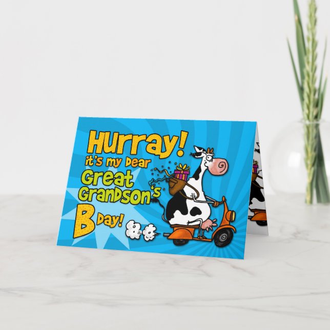 bd scooter cow - great grandson card (Front)