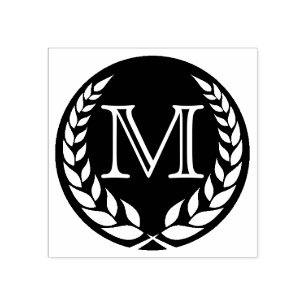 BD Wreathed Monogram Rubber Stamp
