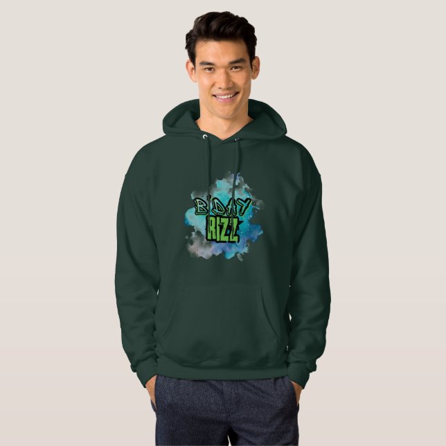 B'Day (Birthday) Rizz Green And Monochromatic Blue Hoodie (Front Full)