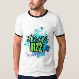 B'Day (Birthday) Rizz Green And Monochromatic Blue T-Shirt