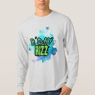B'Day (Birthday) Rizz Green And Monochromatic Blue T-Shirt