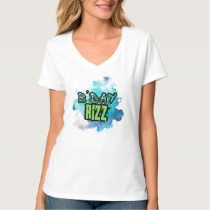 B'Day (Birthday) Rizz Green And Monochromatic Blue T-Shirt