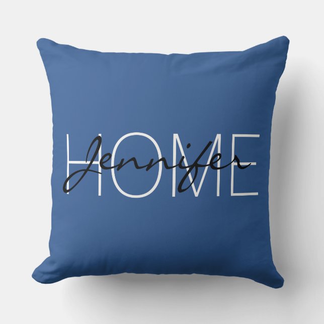 B'dazzled blue colour home monogram cushion (Front)