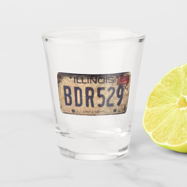 BDR529 Bluesmobile License Plate Shot Glass (Front)