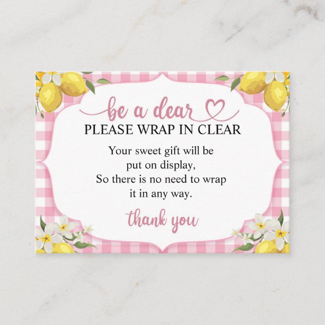 Be a Dear, wrap in Clear Enclosure Card (Front)
