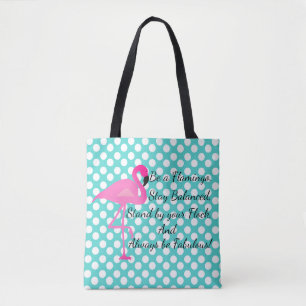 Be a Flamingo Polka Dot Tote Bag