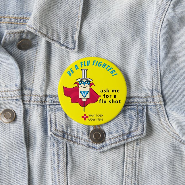 Be A Flu Fighter Flu Shot Reminder 7.5 Cm Round Badge (In Situ)