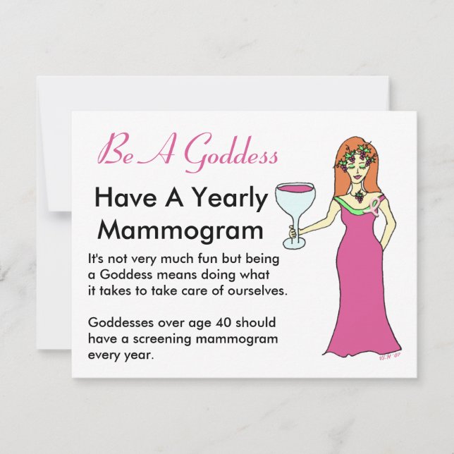 Be A Goddess, Have A Mammogram Wine Goddess BCA Card (Front)