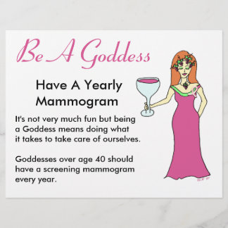 Be A Goddess, Have A Mammogram Wine Goddess BCA Flyer
