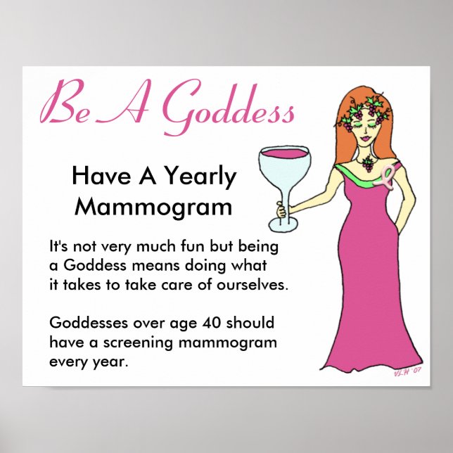 Be A Goddess, Have A Mammogram Wine Goddess BCA Poster (Front)