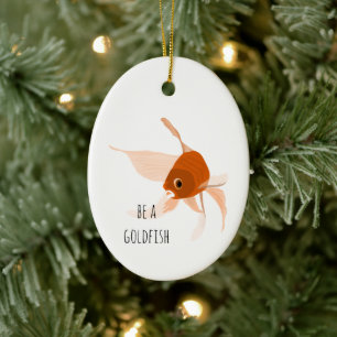 be a goldfish orange black minimal illustration ceramic tree decoration