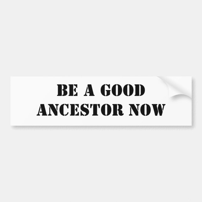 Be A Good Ancestor Now Bumper Sticker (Front)