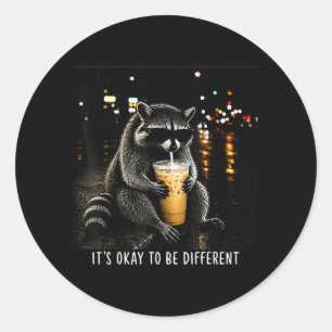 Be A Jimothy Racoon Drinking Iced Coffee Vintage Classic Round Sticker