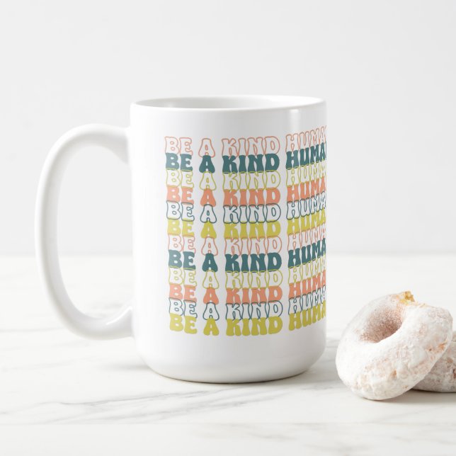 Be a Kind Human Graphic Coffee Mug (With Donut)