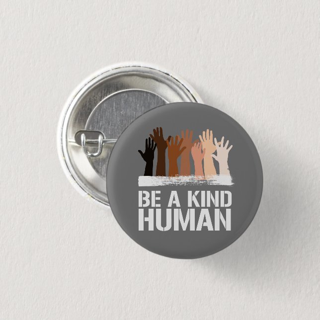 Be a kind human square sticker 3 cm round badge (Front & Back)