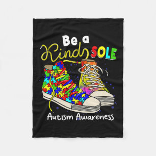 Be A Kind Sole Autism Awareness Puzzle Shoes Be Ki Fleece Blanket