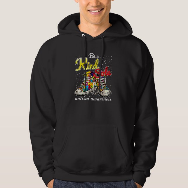 Be A Kind Sole Autism Awareness Puzzle Shoes Be Ki Hoodie (Front)