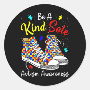 Be A Kind Sole Autism Awareness Rainbow Classic Round Sticker