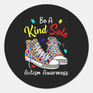 Be A Kind Sole Autism Awareness Rainbow Trendy Puz Classic Round Sticker