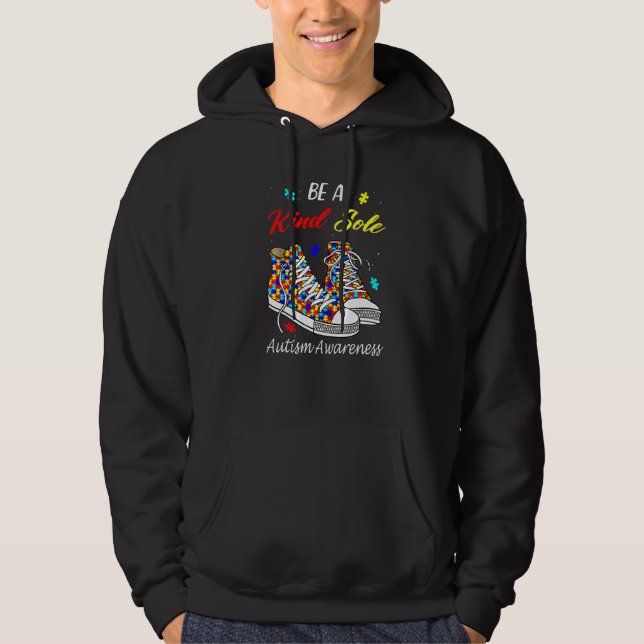 Be A Kind Sole Autism Awareness Rainbow Trendy Puz Hoodie (Front)