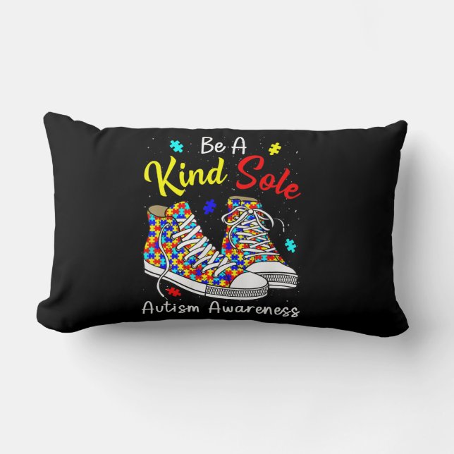 Be A Kind Sole Autism Awareness Rainbow Trendy Puz Lumbar Cushion (Front)