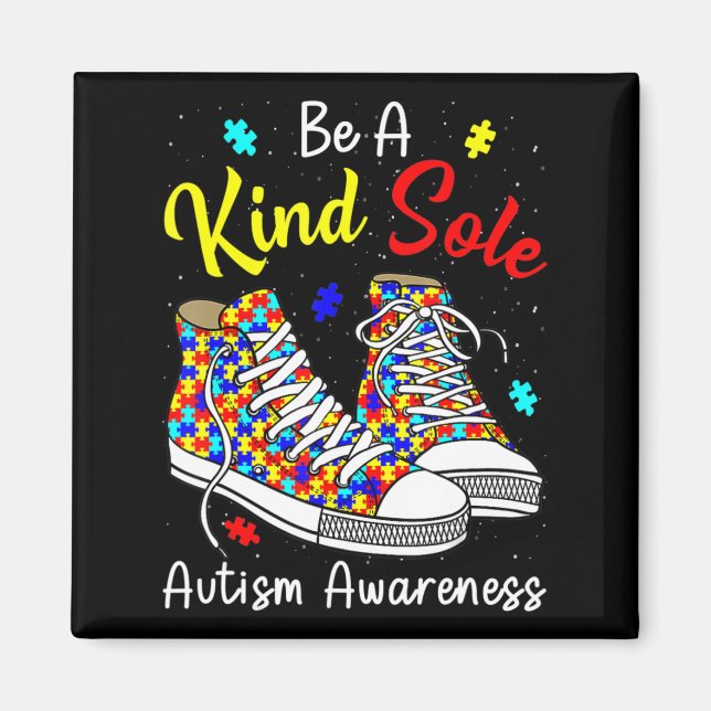Be A Kind Sole Autism Awareness Rainbow Trendy Puz Magnet (Front)
