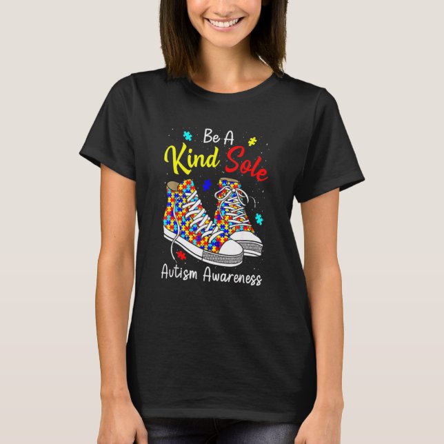 Be A Kind Sole Autism Awareness Rainbow Trendy Puz T-Shirt (Front)