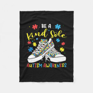 Be A Kind Sole Autism Awareness Trendy Puzzle Shoe Fleece Blanket