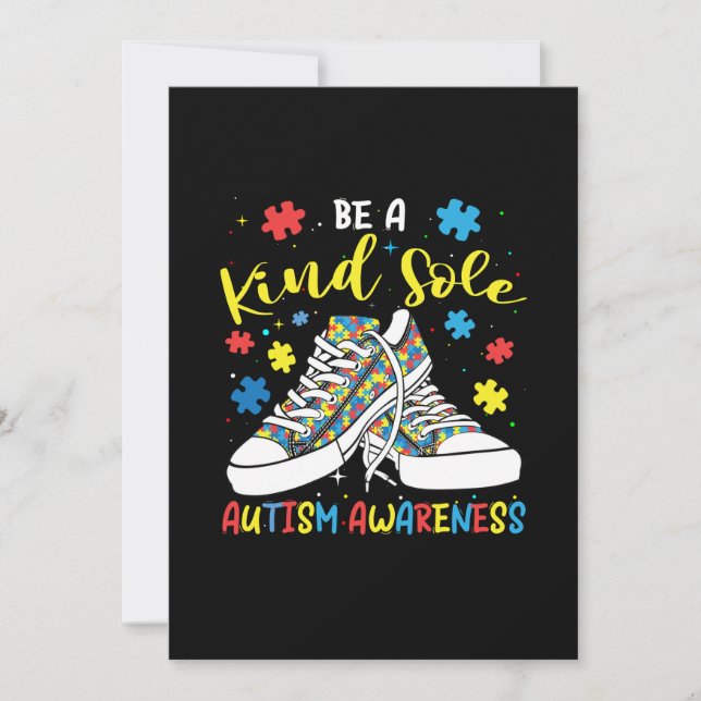 Be A Kind Sole Autism Awareness Trendy Puzzle Shoe Save The Date (Front)
