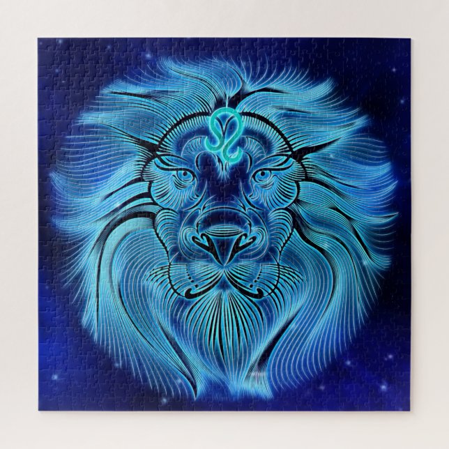 Be a king, be a lion, blue, zodiac sign jigsaw puz puzzle (Vertical)