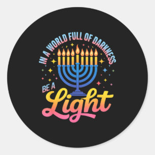 Be A Light Happy Hanukkah Menorah Jewish Gift  Classic Round Sticker