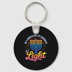 Be A Light Happy Hanukkah Menorah Jewish Gift  Key Ring
