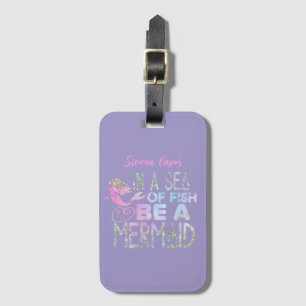 "Be a Mermaid" Iridescent Hologram Glitter Luggage Tag