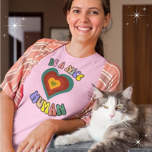 Be a Nice Human BOHO Heart Graphic T-Shirt (Available in multiple styles, sizes and colors.)
