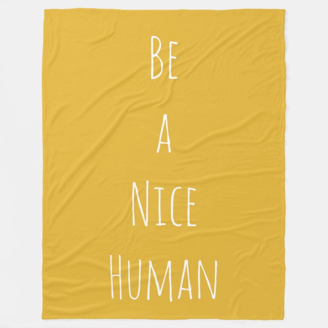 Be a Nice Human Kindness Sayings Minimalist Fleece Blanket (Front)