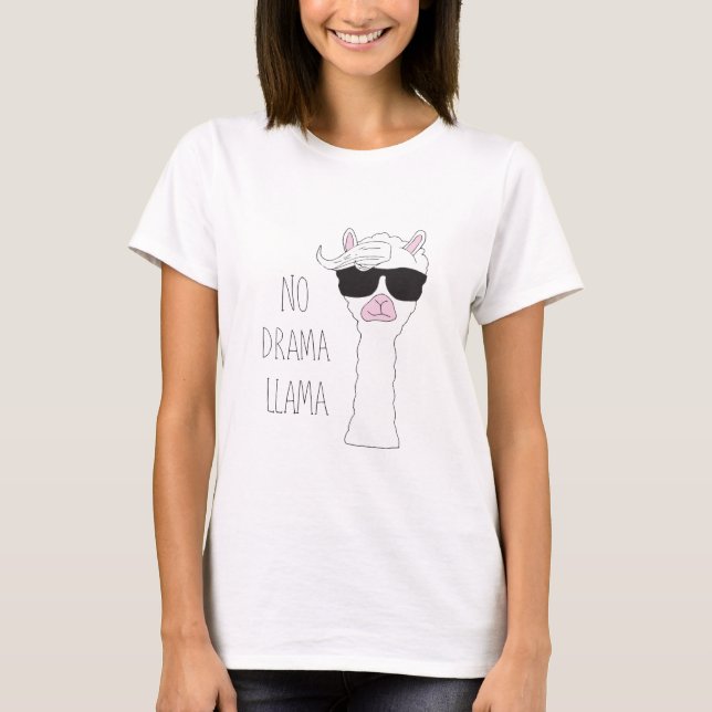 Be a No Drama Llama Art Cartoon Art Llama Art Pun T-Shirt (Front)