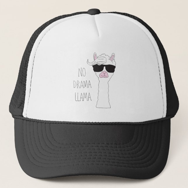 Be a No Drama Llama Art Cartoon Art  Trucker Hat (Front)