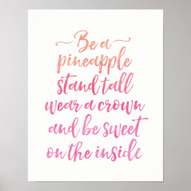 Be a pineapple quote pink typography poster (Front)